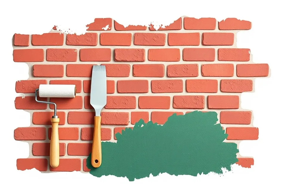 Outils de peinture disposés dans l'ordre des étapes du chantier